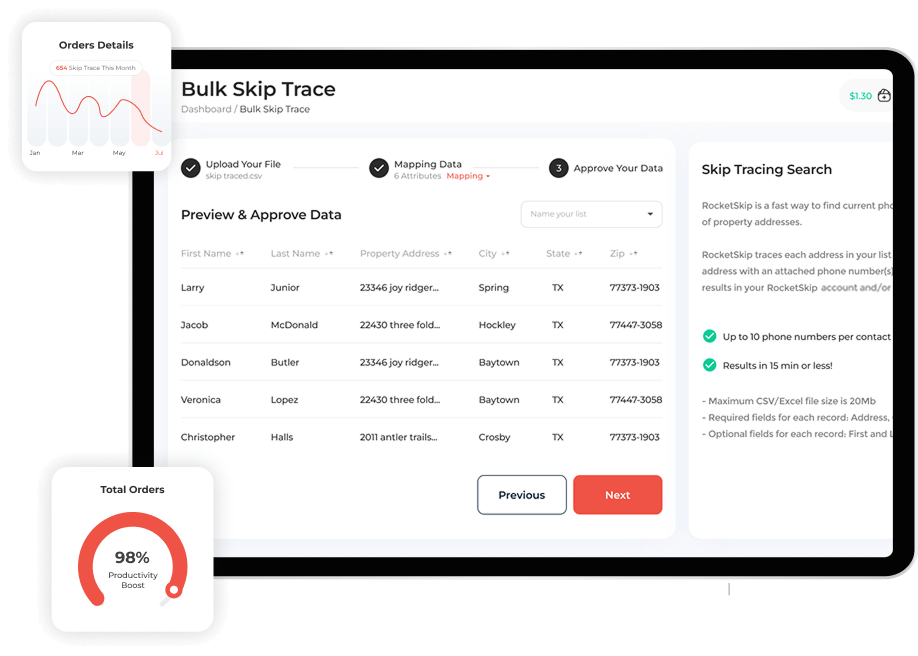 rocketskip-dashboard bulk skip trace